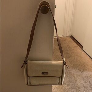 Mondani Cream Shoulder Bag with Tan Trim
